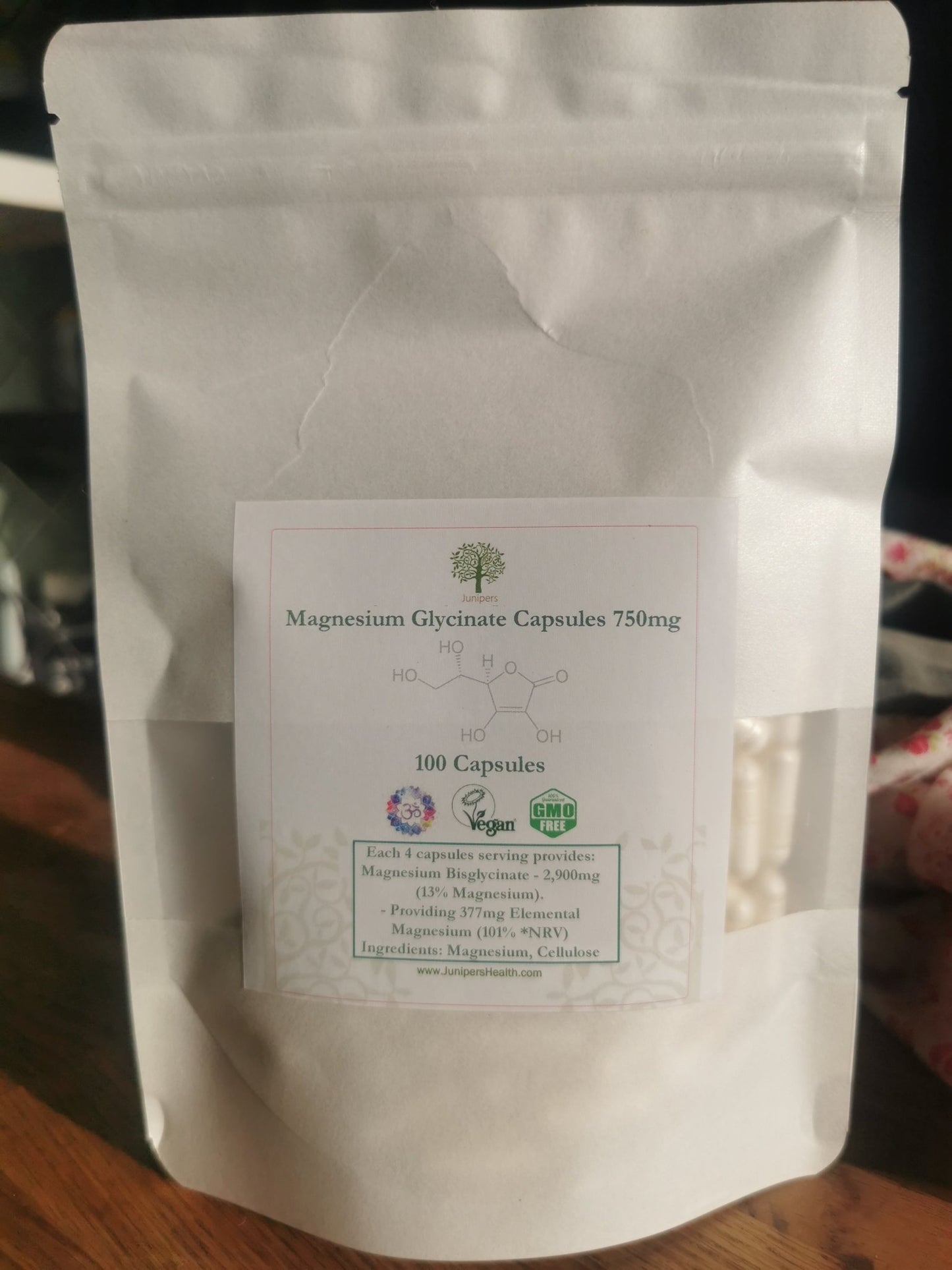 Magnesium Glycinate 100 750mg Capsules - Junipers