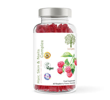 Load image into Gallery viewer, Hair Skin &amp; Nails Complex - 60 Natural Raspberry Flavour Gummies - 200ml
